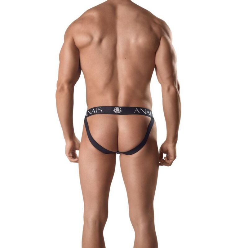 Anais Men Ares Jock Strap Mix blends black mesh and leather in a sharp-cut thong design with exposed butt—crafted for bold men who want sensual impact and comfort.2