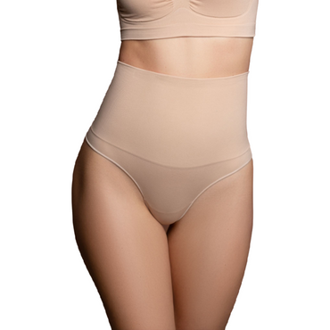 Bye-Bra High-Waist Seamless Thong Girdle Shapewear – Bra – BEIGE XL – product photo 2