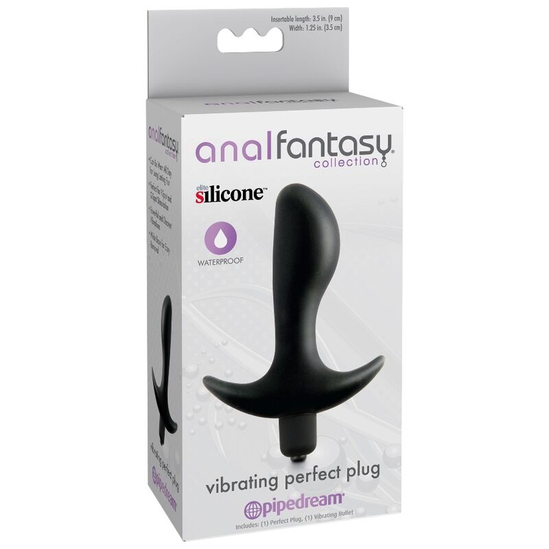 Start your anal play journey with the Anal Fantasy Vibrating Perfect Plug. Cone-shaped, hypoallergenic silicone, ergonomic base, and perfect for beginners.3
