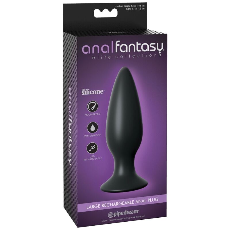 Discover the Anal Fantasy Rechargeable Anal Plug with 10 vibrations, USB charging, and Elite silicone. Perfect for shower play and long-lasting stimulation.3