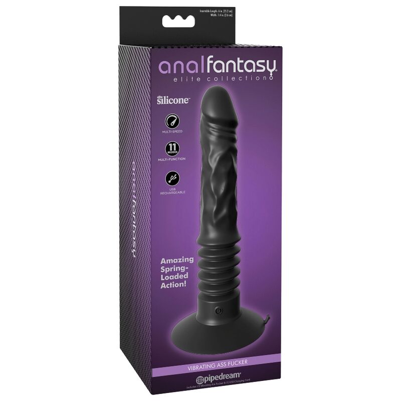 Experience ultimate anal pleasure with the Anal Fantasy Ass Vibrator. Realistic textures, 11 vibration modes, thrusting action, Elite silicone, and USB rechargeable.5