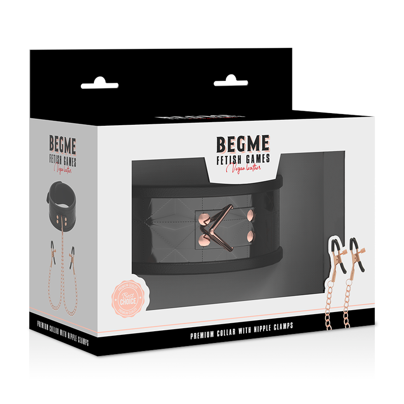 Begme - Black Edition Collar With Nipple Clamps With Neoprene Lining