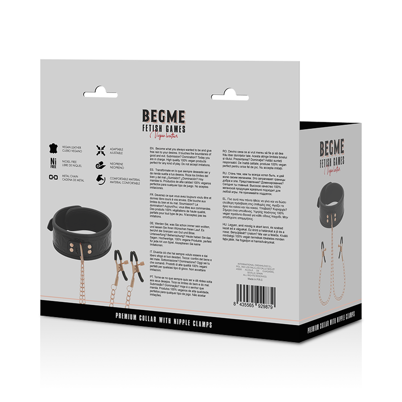 Begme - Black Edition Collar With Nipple Clamps With Neoprene Lining