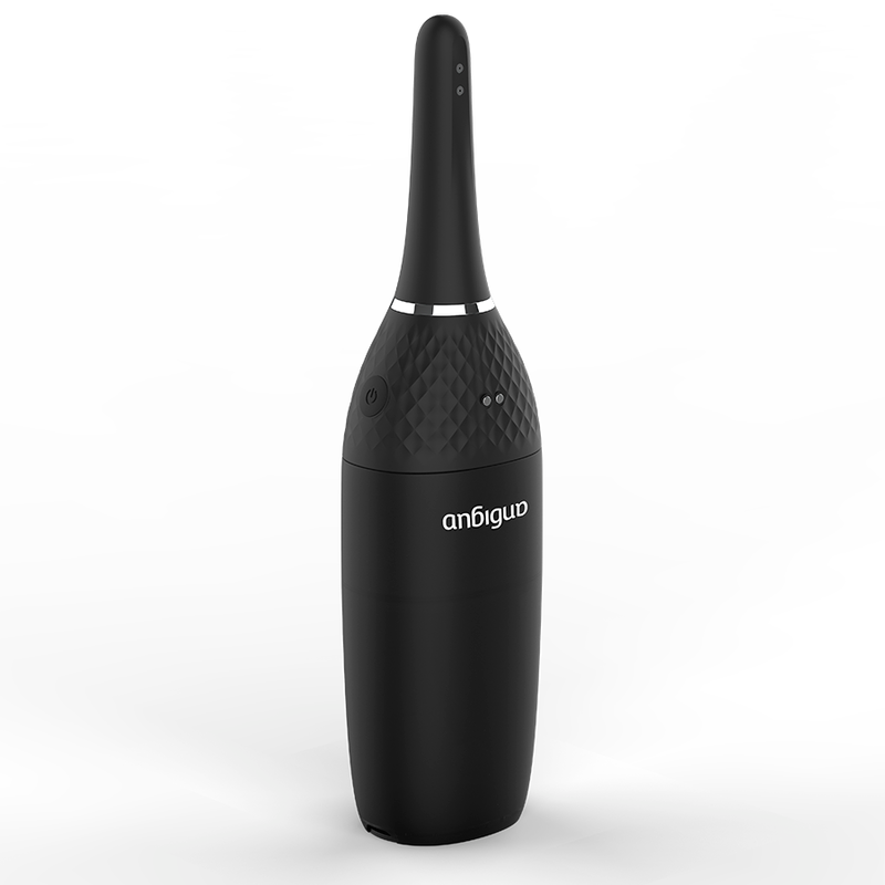 Enjoy safe and hygienic anal play with the Anbiguo Automatic Anal Cleaner. 5-speed flow, 360° spray, 210ml capacity, magnetic charging, and leak-free design.3