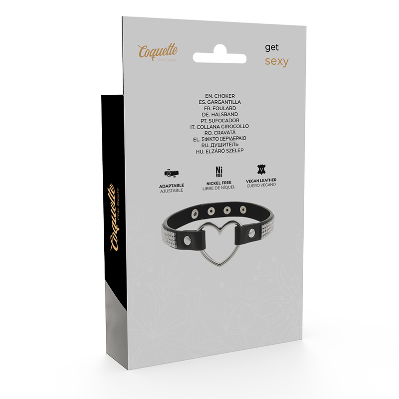 DelighToys - Coquette Chic Desire Vegan Leather Choker Heart Accent