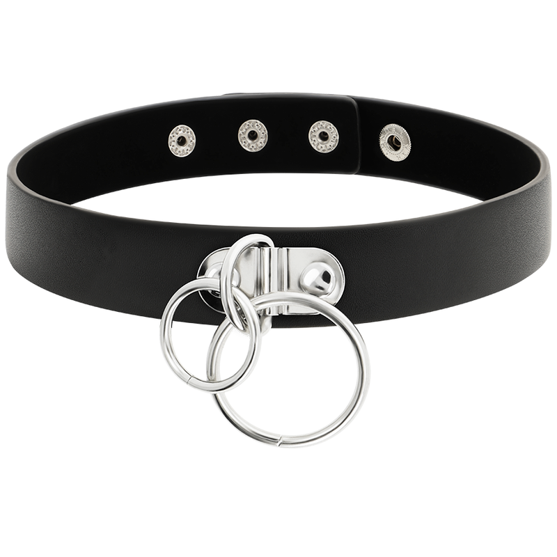 DelighToys - Coquette Chic Desire Double Ring Vegan Leather Adjustable Choker
