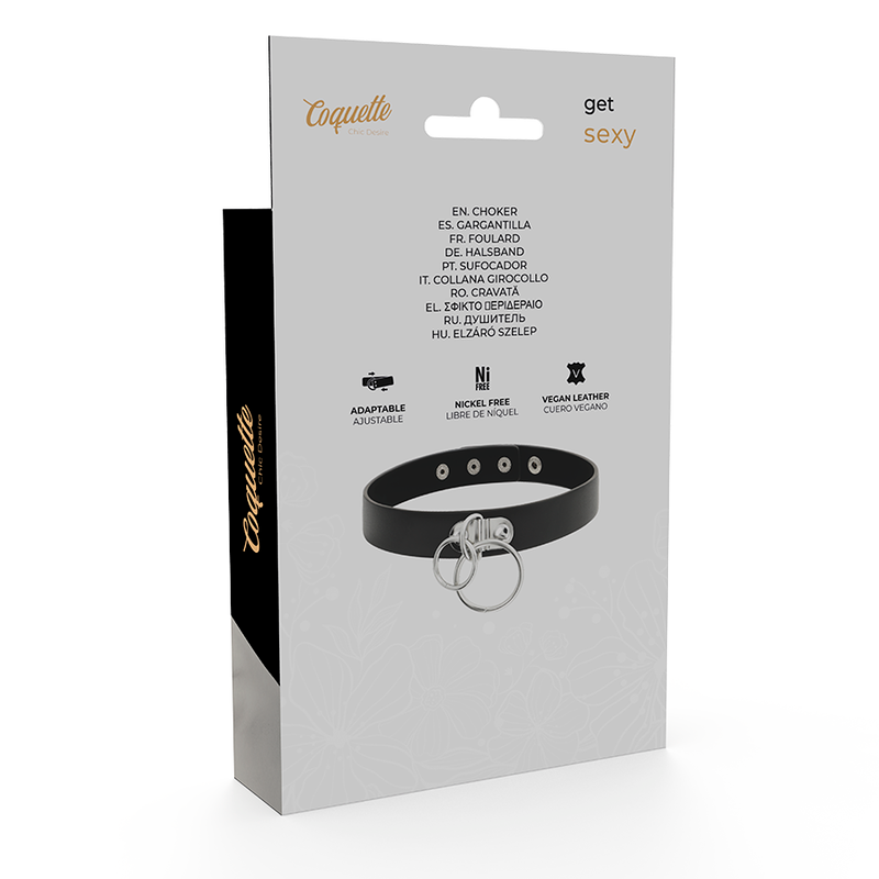 DelighToys - Coquette Chic Desire Double Ring Vegan Leather Adjustable Choker