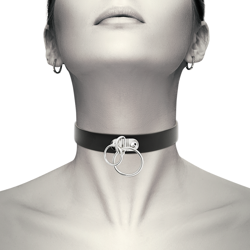 DelighToys - Coquette Chic Desire Double Ring Vegan Leather Adjustable Choker