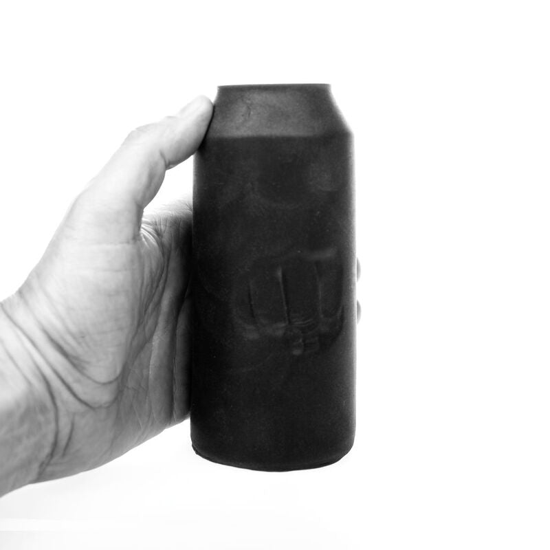 Enjoy a rush of pleasure with the All Black Masturbator Energy. Fun can-style design, unique cavernous interior, body-safe. Made in Belgium for intense satisfaction.4