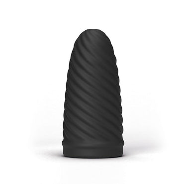 Experience unique 360-degree stimulation with the All Black Masturbator Loop. Spiral exterior, zig zag interior, and body-safe. Made in Belgium for intense play.2