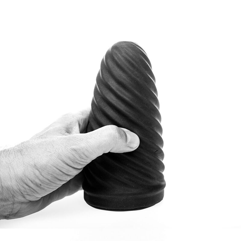 Experience unique 360-degree stimulation with the All Black Masturbator Loop. Spiral exterior, zig zag interior, and body-safe. Made in Belgium for intense play.3