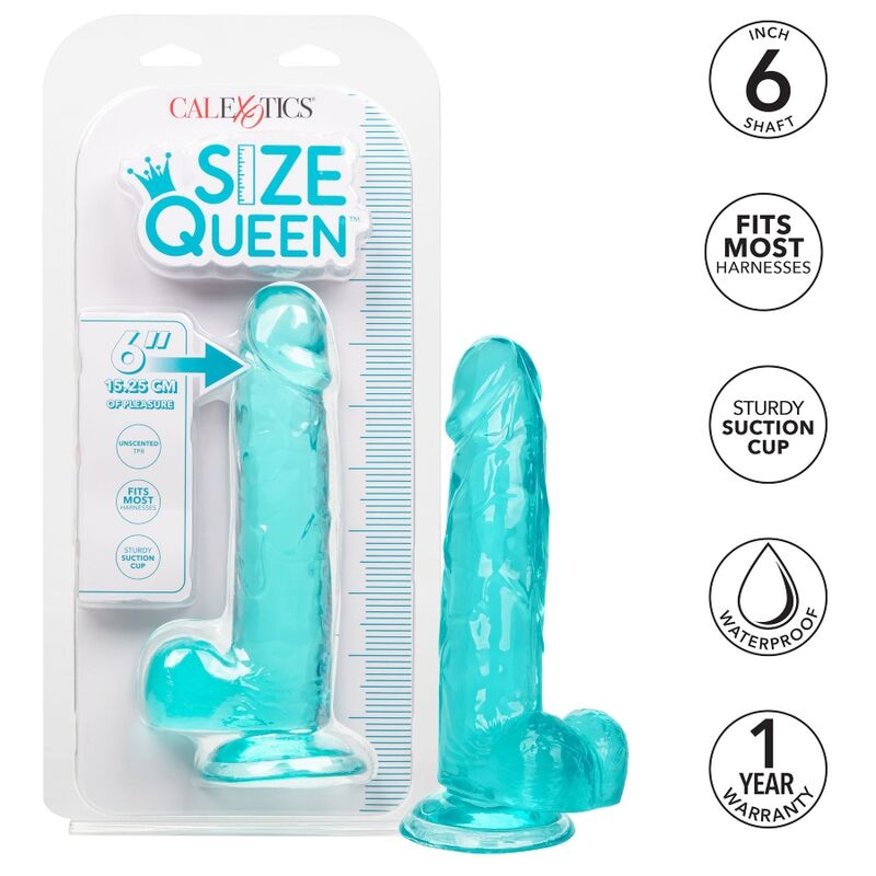 California Exotics - Size Queen Dildo Blue 15.3 Cm