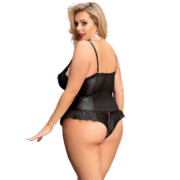 Queen Lingerie Plus Size Floral Faux-Leather Teddy – Lingerie – product photo 2