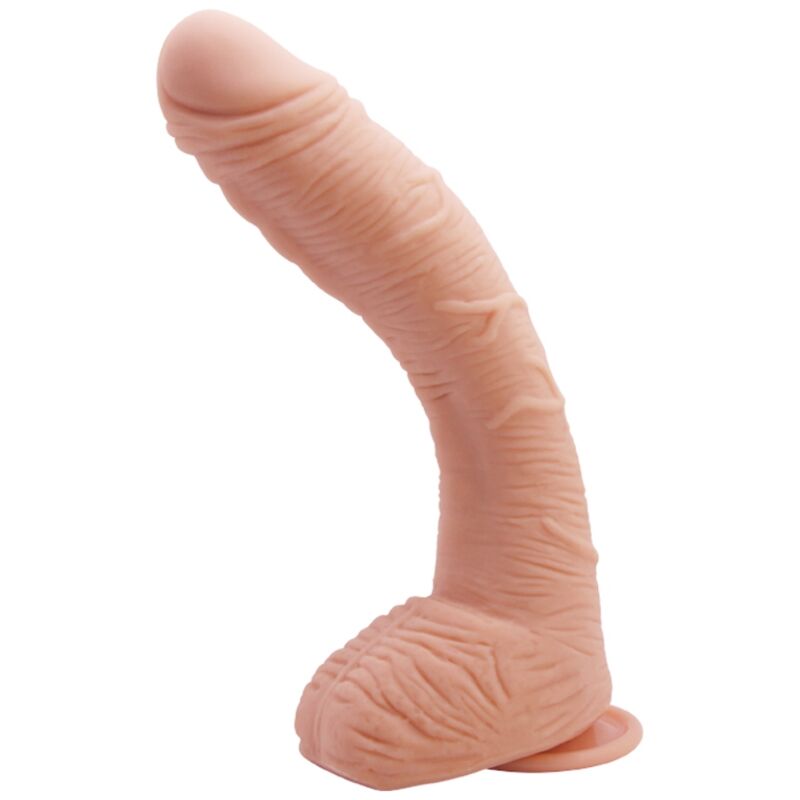 Baile Alex Realistic Dildo features lifelike design, curved shaft, soft TPR skin, and strong suction cup for hands-free, G-spot or prostate stimulation.4