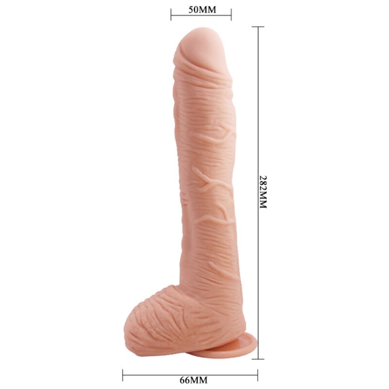 Baile Alex Realistic Dildo features lifelike design, curved shaft, soft TPR skin, and strong suction cup for hands-free, G-spot or prostate stimulation.2