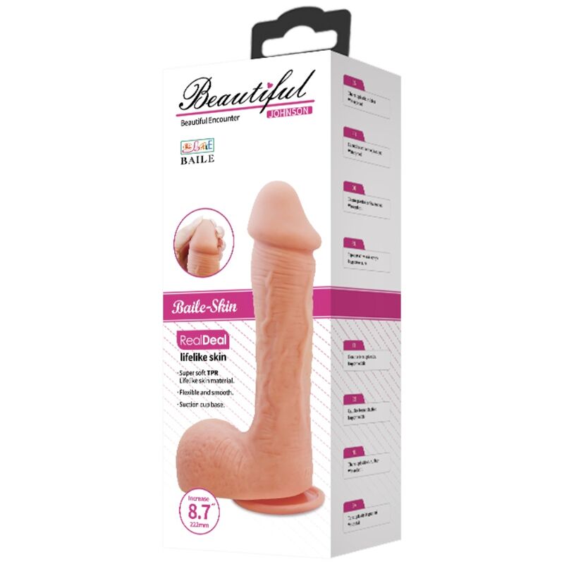 Experience realistic pleasure with Baile Johnson Realistic Skin Dildo. Soft TPR, veiny texture, and suction base. Ships UK & EU. Order now!13