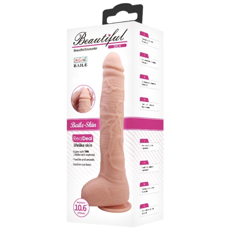 Enjoy lifelike sensations with Baile Flexible Realistic Dildo featuring suction cup base. Ships UK & EU. Order now for flexible, hands-free pleasure!9