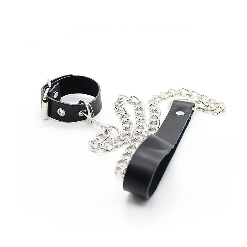 OHMAMA - Leather Strap Necklace Metal Chain by DelighToys