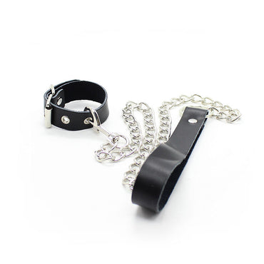 OHMAMA - Leather Strap Necklace Metal Chain by DelighToys