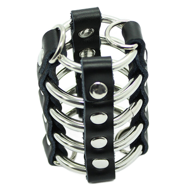 OHMAMA - DelighToys Ohmama Penis Cage Metal Rings and Leather Straps