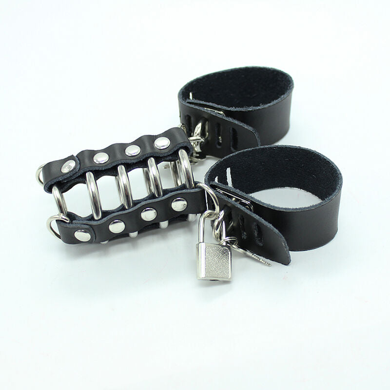 OHMAMA - DelighToys Ohmama Penis Cage Metal Rings and Leather Straps