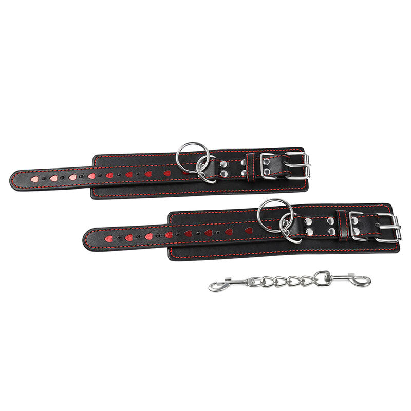 OHMAMA - Heart Inlaid Faux Leather Handcuffs by DelighToys