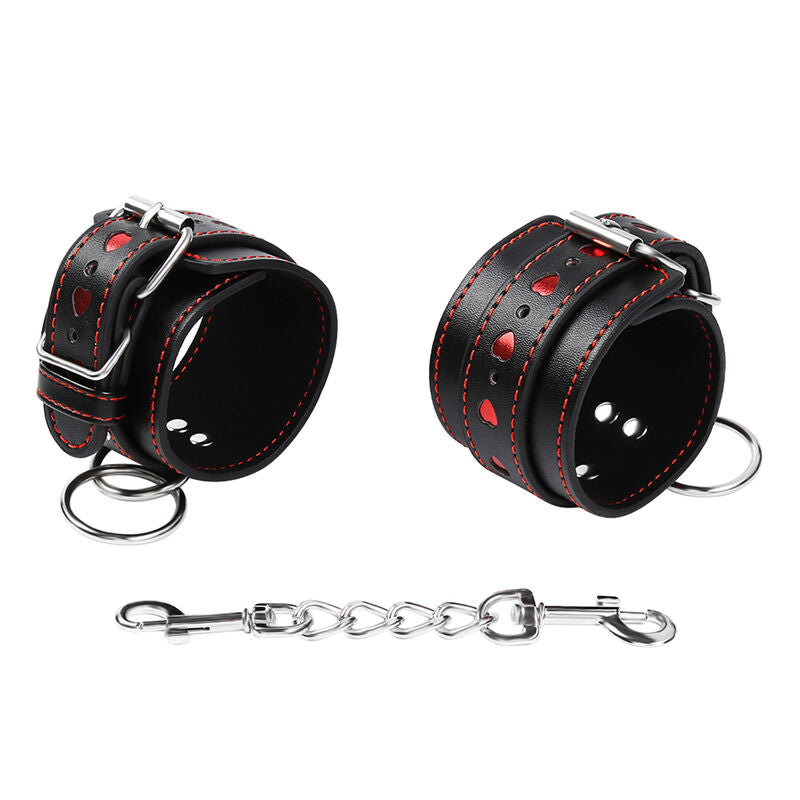OHMAMA - Heart Inlaid Faux Leather Handcuffs by DelighToys