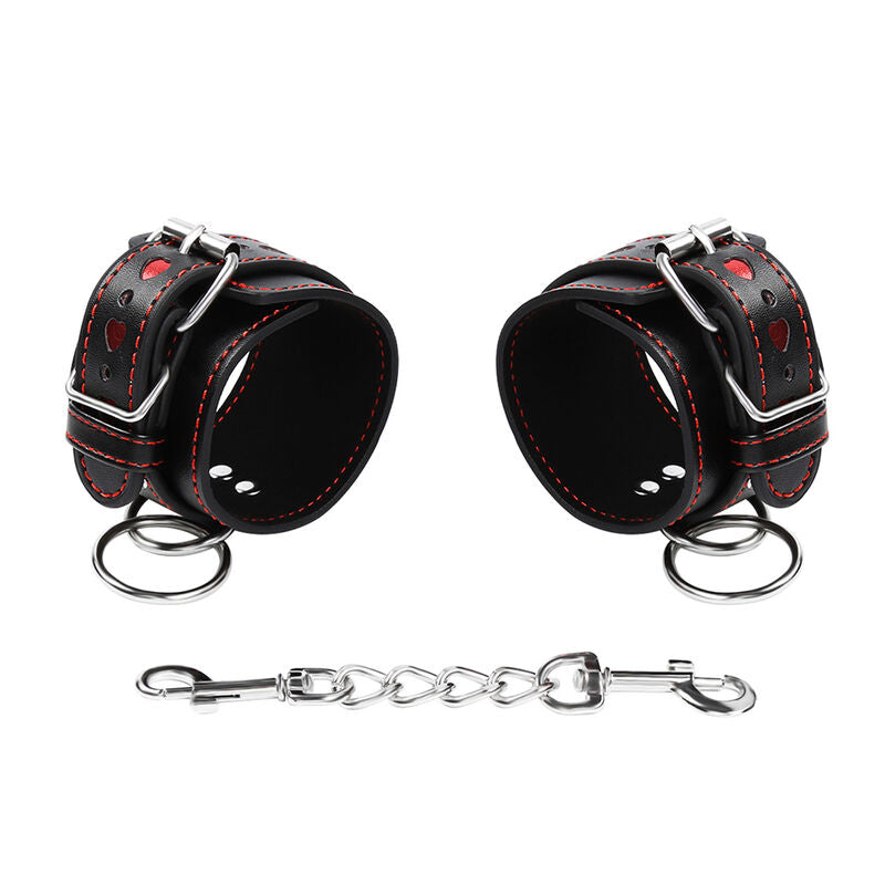 OHMAMA - Heart Inlaid Faux Leather Handcuffs by DelighToys