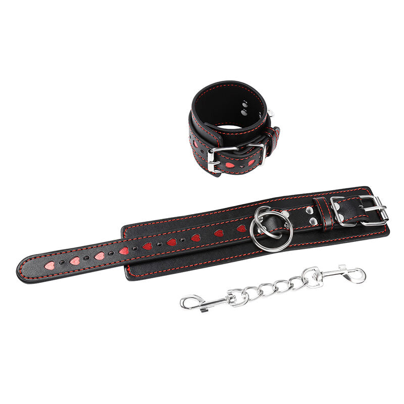 OHMAMA - Heart Inlaid Faux Leather Handcuffs by DelighToys