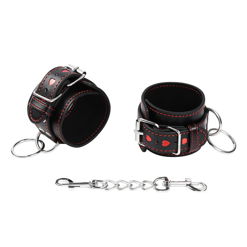 OHMAMA - Heart Inlaid Faux Leather Handcuffs by DelighToys