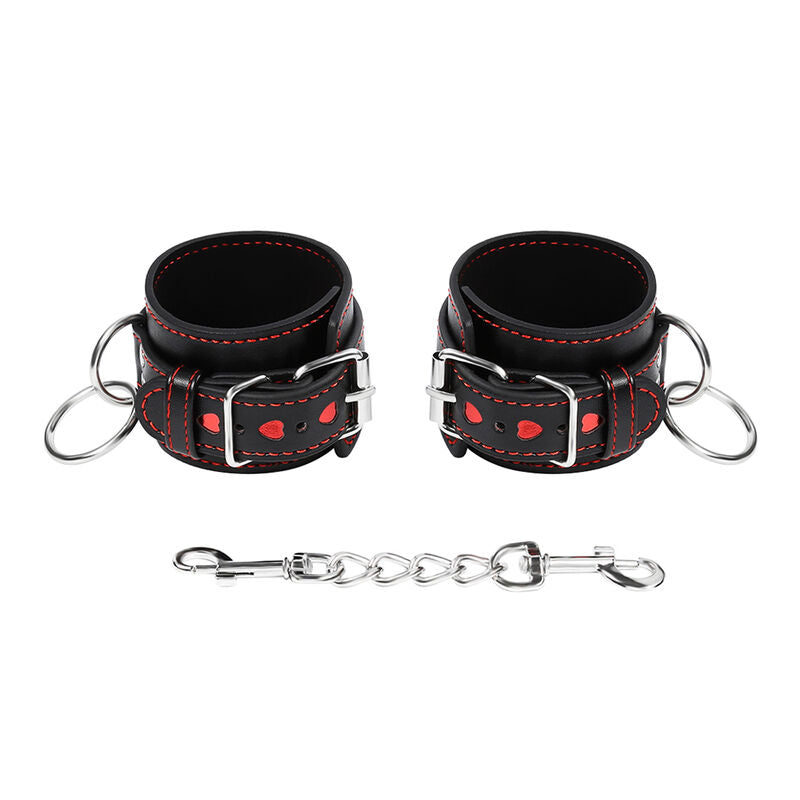 OHMAMA - Heart Inlaid Faux Leather Handcuffs by DelighToys