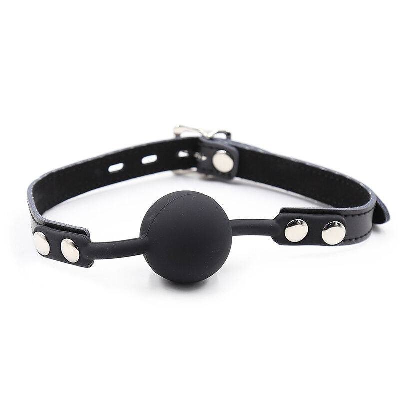OHMAMA - Silicone Ball Gag Adjustable Leather Strap by DelighToys