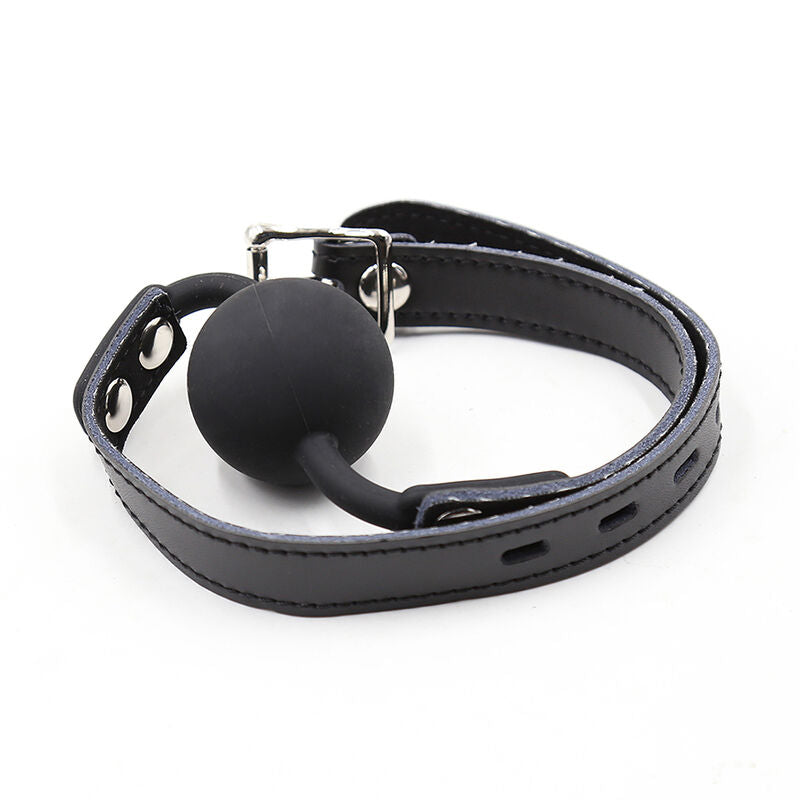 OHMAMA - Silicone Ball Gag Adjustable Leather Strap by DelighToys