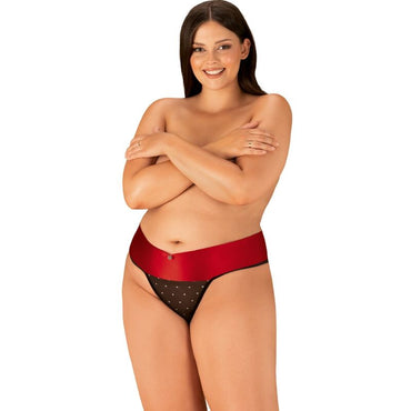 Obsessive Tienesy Sheer Black Thong with Satin Belt – Lingerie – product photo 2