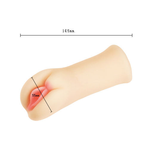 Baile Realistic Vagina Masturbator offers 3D internal stimulation, soft TPR touch, and a snug fit for lifelike pleasure. Measures 14.5cm x 5cm for deep satisfaction.3