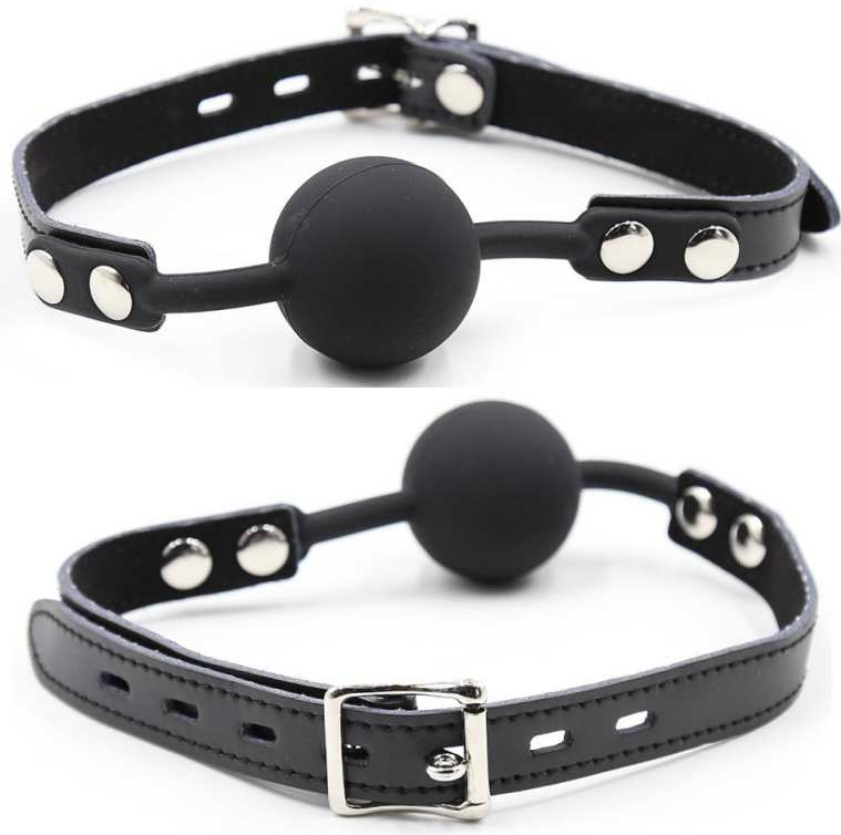 OHMAMA - Silicone Ball Gag Adjustable Leather Strap by DelighToys