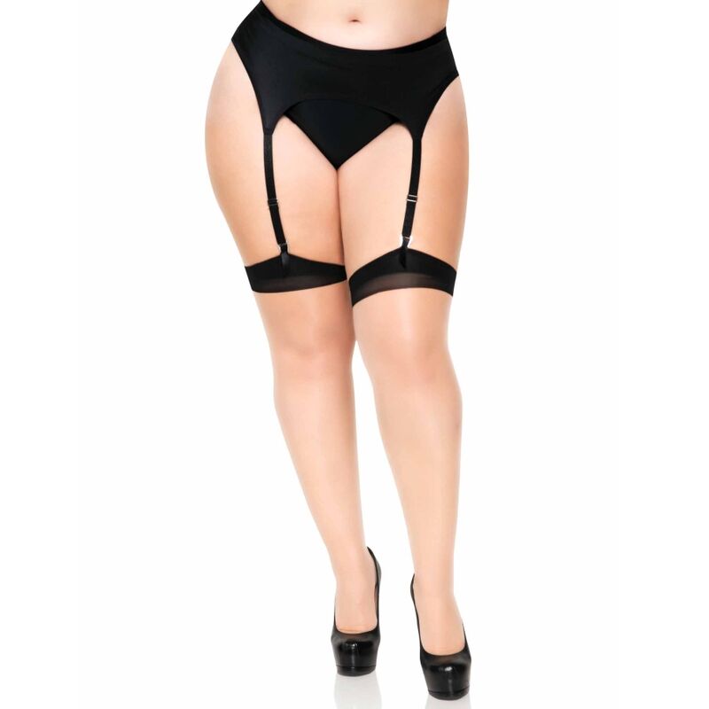 Leg Avenue - Plus Lycra Sheer 2 Tone Thigh High With Backseam And Cuban Heel