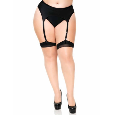 Leg Avenue - Plus Lycra Sheer 2 Tone Thigh High With Backseam And Cuban Heel