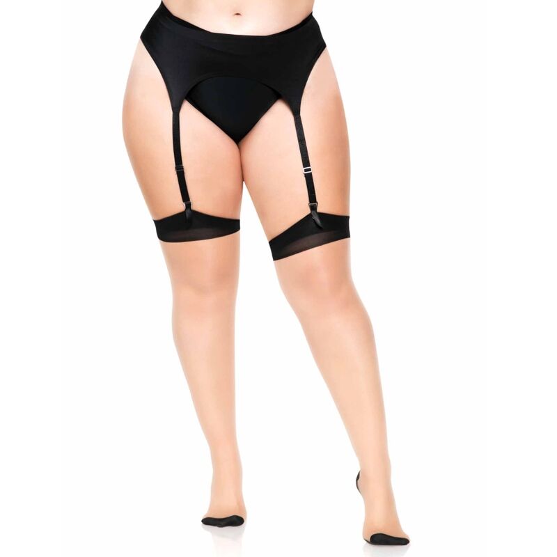 Leg Avenue - Plus Lycra Sheer 2 Tone Thigh High With Backseam And Cuban Heel