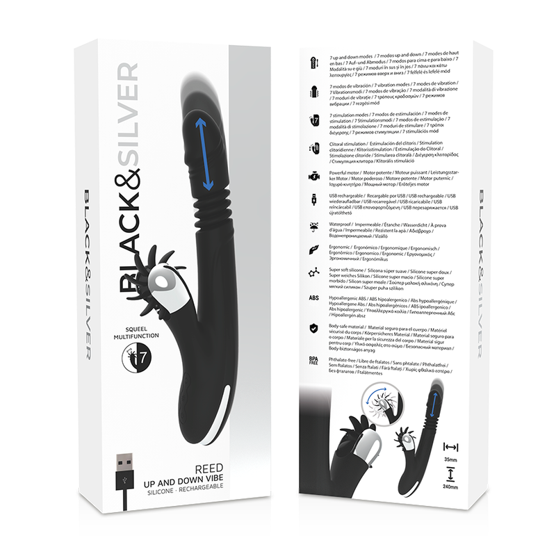 BLACK&SILVER - DelighToys Black&Silver Bunny Reed Up & Down Vibe