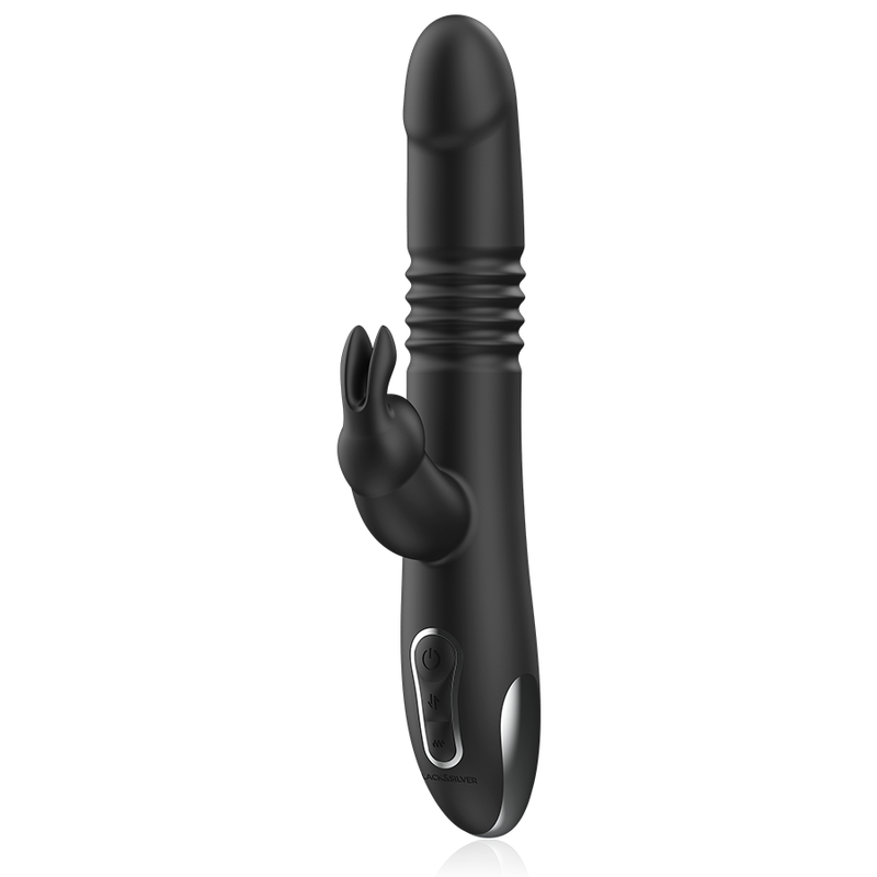 Experience intense G-spot pleasure with the Black Silver G-Spot Stimulating Vibe. Up & Down motion, clitoral stimulation, rotating pearls, USB rechargeable, and Watchme-compatible.6