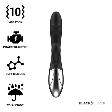 Experience deep pleasure with the Black Silver Kaleb Stimulating Vibe. Dual motors, USB rechargeable, body-safe silicone, and premium design for the most satisfying orgasms.1