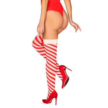 Obsessive Kissmas Striped Christmas Hold-Up Stockings – Stockings & Garter Belts – product photo 2