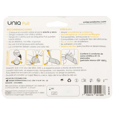Uniq Pull Non-Latex Condoms with Application Strips – 3 Pack – Condoms – product photo 2