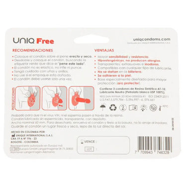 Uniq Free Non-Latex Condoms with Protective Ring – 3 Pack – Condoms – product photo 2