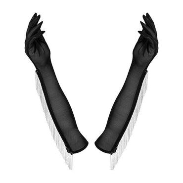 Obsessive Milladis Sheer Mesh Lingerie Gloves with Pearls – Lingerie – product photo 2