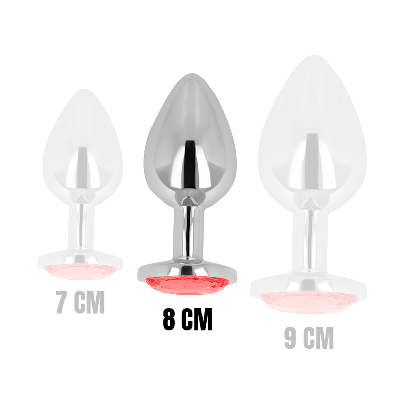 Ohmama - Anal Plug With Red Crystal 8 Cm