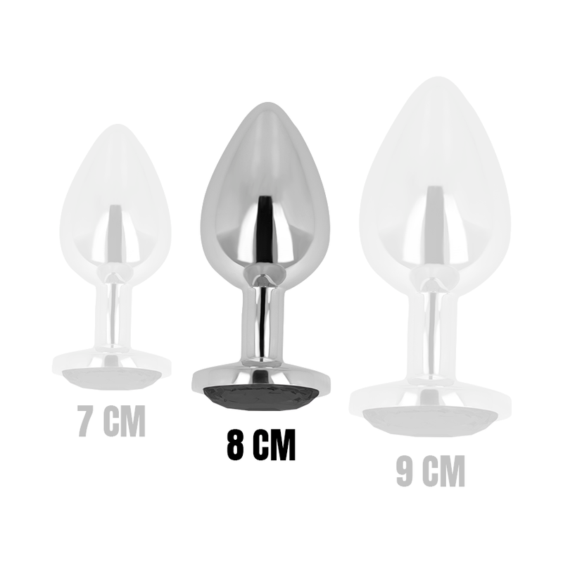 Ohmama - Anal Plug With Black Crystal 8 Cm