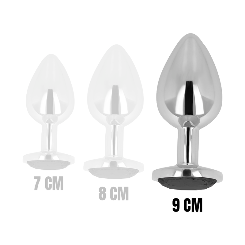 Ohmama - Anal Plug With Black Crystal 9 Cm