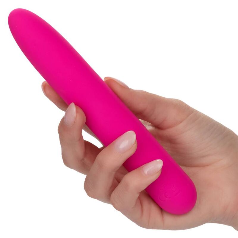 CalExotics Bliss Silicone Vibrator offers 10 speeds, a seamless soft tip, liquid silicone design, USB recharge, and memory chip for smooth, powerful pleasure sessions.6